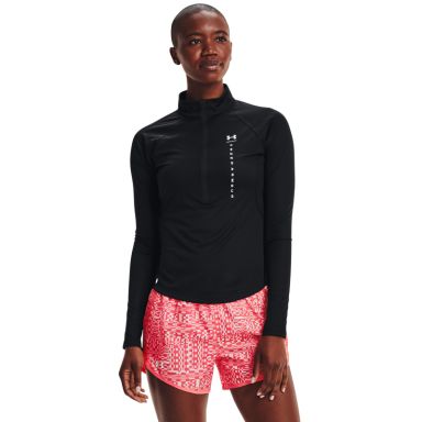 Black Under Armour women's running half zip training top with reflective detail from O'Neills.