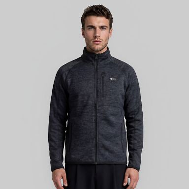 Black O’Neills Men’s Santiago Full Zip Fleece Jacket with chest zip pocket