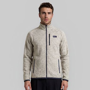 Beige O’Neills Men’s Santiago Full Zip Fleece Jacket with chest zip pocket