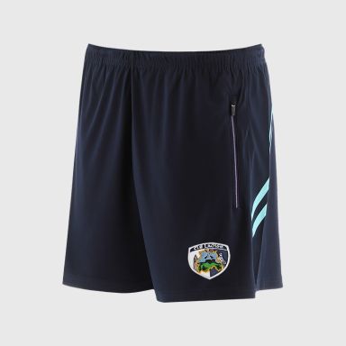 O’Neills Laois GAA Sedona Shorts Navy / Green with official crest