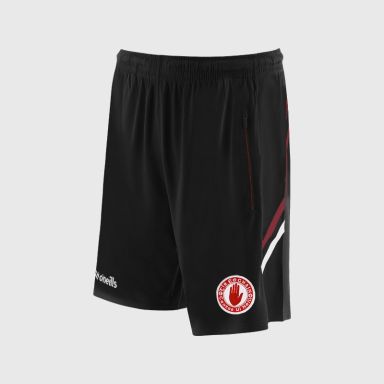 O’Neills Tyrone GAA Sedona Shorts Black / Red with official crest