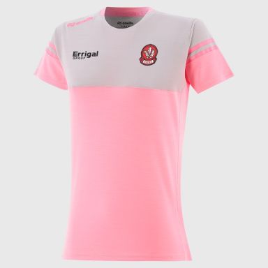 O’Neills Derry GAA Kids' Sedona T-Shirt Pink with official crest