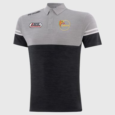 O’Neills Carlow GAA Sedona Polo Shirt Black/ Grey with official crest.
