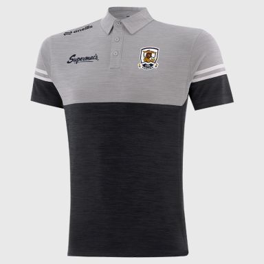 O’Neills Galway GAA Sedona Polo Shirt Black / Silver with official crest.