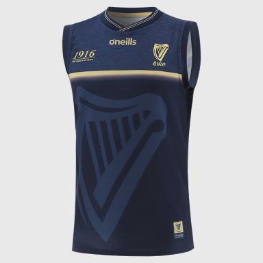 Navy 1916 Commemoration Vest with Poblacht na hÉireann on the back by O’Neills.