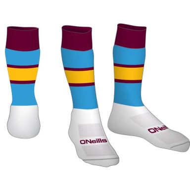 St. Patrick's High School Keady Koolite Max Midi Socks Sky / Maroon / Amber New for 2022/23