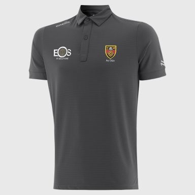 Dark Grey O’Neills Down GAA Men’s Surge Soft Touch Polo Shirt with a classic collar and button placket