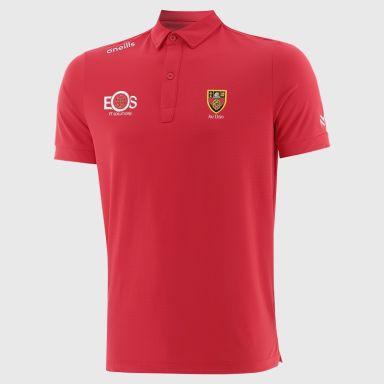 Red O’Neills Down GAA Men’s Surge Soft Touch Polo Shirt with a classic collar and button placket