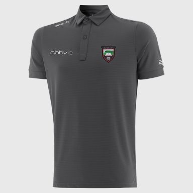 Dark Grey O’Neills Sligo GAA Men’s Surge Soft Touch Polo Shirt with a classic collar and button placket