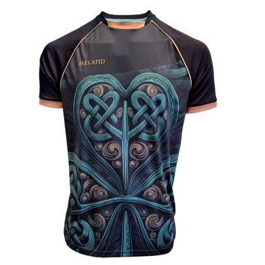 Black and Green Trad Craft Ireland Men's Big Shamrock Performance T-Shirt from O'Neills