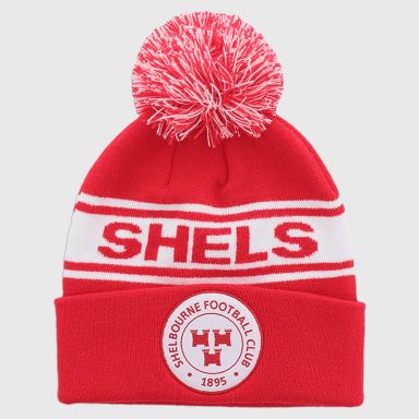 Red Shelbourne F.C. Champions Bobble Hat with Shelbourne F.C. crest. 