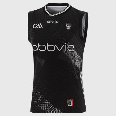 Black Sligo GAA Men's Vest 2025 with ribbed crewneck by O’Neills.