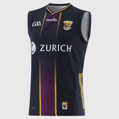 Navy O’Neills Wexford GAA Alternative Vest 2025 with ribbed crewneck by O’Neills.