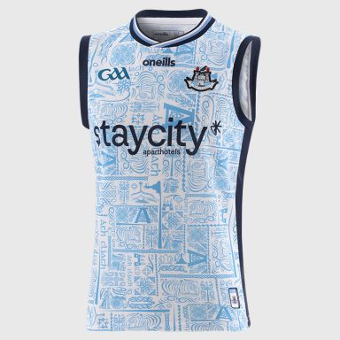 White Dublin GAA Alternative Vest 2025 with ribbed crewneck by O’Neills.