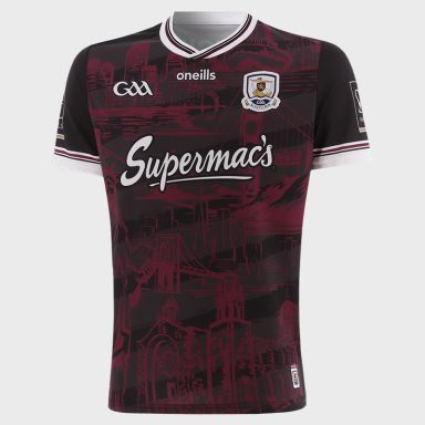 Black Galway GAA Men's Alternative Jersey 2025 from O’Neills.