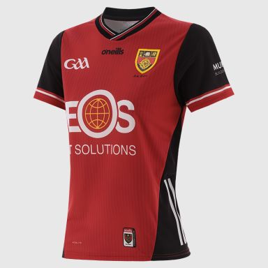 O’Neills Red Down GAA Women's Home Jersey 2025 from O’Neills.