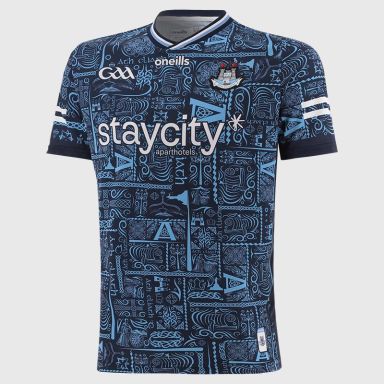 Navy Dublin GAA 2 Stripe Alternative Goalkeeper Jersey 2025 from O'Neills.