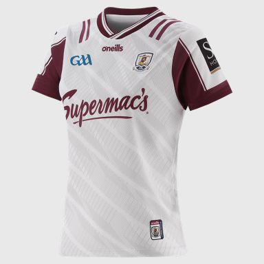 O’Neills White Galway GAA Women's Goalkeeper Jersey 2025 with ribbed crewneck by O’Neills.