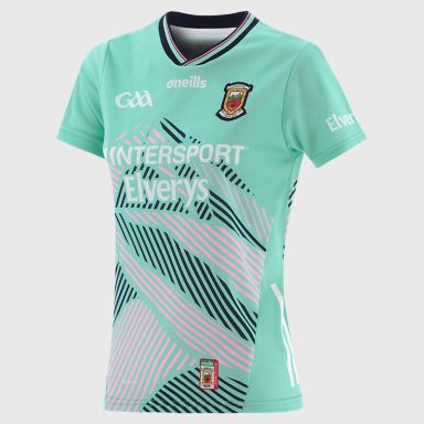 O’Neills Green Mayo GAA Women's Alternative Goalkeeper Jersey 2025 with ribbed crewneck by O’Neills.