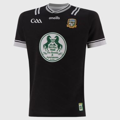 O’Neills Black Meath GAA Kids' Goalkeeper Jersey 2025 with ribbed crewneck by O’Neills.