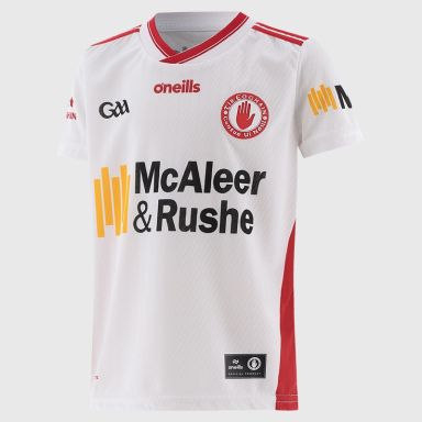 White Tyrone GAA Kids’ Home Jersey 2026 from O’Neills.