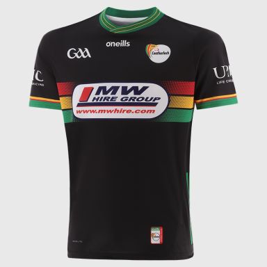 O’Neills Black Carlow GAA Men's Goalkeeper Jersey 2025 with ribbed crewneck by O’Neills.