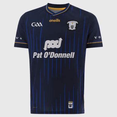 Navy Clare GAA Goalkeeper Jersey 2025 with ribbed crewneck by O’Neills.