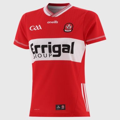 Red Derry GAA Women’s Fit Home Jersey 2026 from O’Neills.