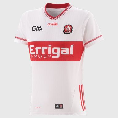 White Derry GAA Women's Alternative Jersey 2026 from O’Neills.