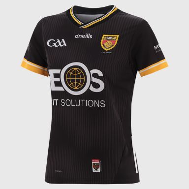 O’Neills Black Down GAA Women's Goalkeeper Jersey 2025 with ribbed crewneck by O’Neills.