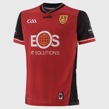 O’Neills Red Down GAA Men's Home Jersey 2025 from O’Neills.