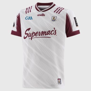 O’Neills White Galway GAA Men's Goalkeeper Jersey 2025 with ribbed crewneck by O’Neills.