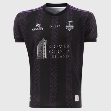 Black and Purple Galway United Third Jersey honouring Ollie Horgan