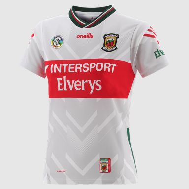 O’Neills White Mayo Camogie Women's Goalkeeper Jersey 2025 with ribbed crewneck by O’Neills.