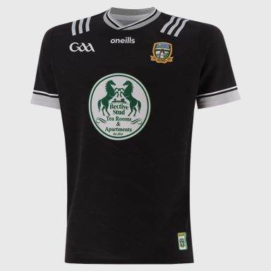 O’Neills Black Meath GAA Kids' Goalkeeper Jersey 2025 with ribbed crewneck by O’Neills.