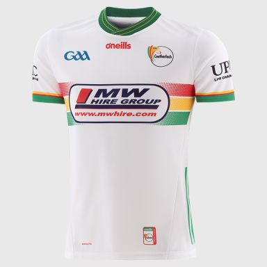 O’Neills White Carlow GAA Goalkeeper Jersey 2025 Player Fit with ribbed crewneck by O’Neills.