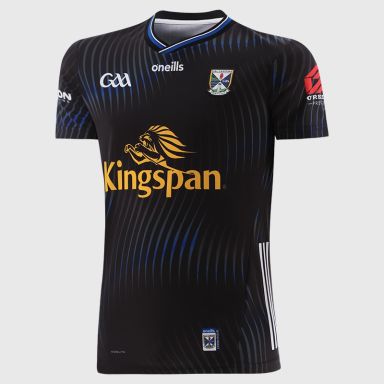 O’Neills Black Cavan GAA Player Fit Goalkeeper Jersey 2025 with ribbed crewneck by O’Neills.