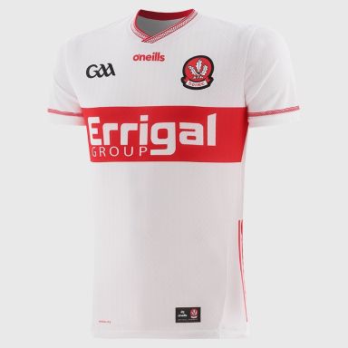 White Derry GAA Player Fit Alternative Jersey 2026 from O’Neills.