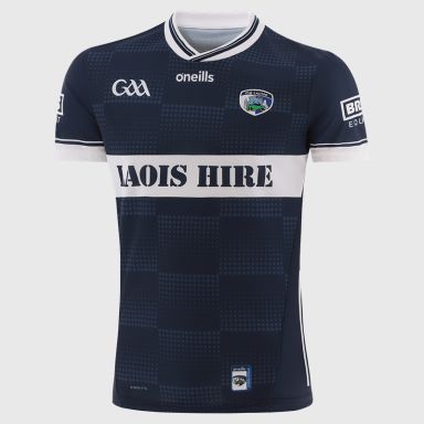 O’Neills Navy Laois GAA Player Fit Alternative Goalkeeper Jersey 2025 with ribbed crewneck by O’Neills.