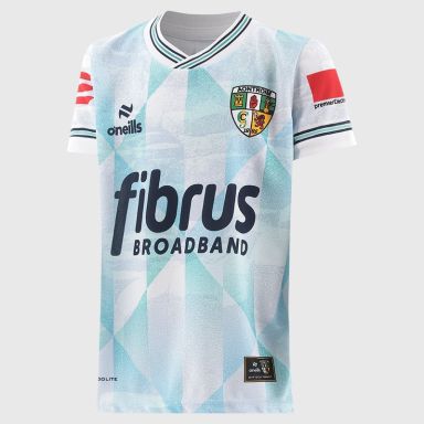 White Antrim GAA Kids’ Short Sleeve Training Top 2026 from O’Neills.