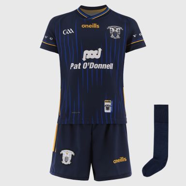 Navy Clare GAA Goalkeeper Mini Kit 2025 with jersey, shorts and socks by O’Neills.