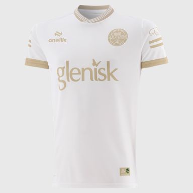 White / Gold Offaly GAA Player Fit Short Sleeve Training Top 2026 from O’Neills.