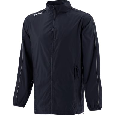 Navy Kids' lightweight rain jacket with hood and zip pockets by O’Neills.