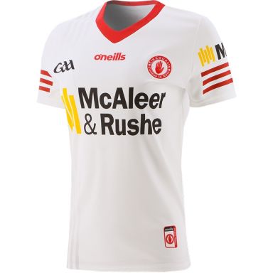 White/Red Women's Tyrone GAA Home Jersey with sponsor logo by O'Neills.