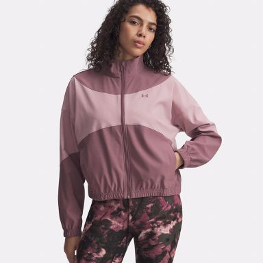 Maroon Under Armour Women's UA Rival Woven Jacket from O'Neills