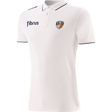White Men’s Antrim GAA Venture Pima Cotton Polo Shirt with ribbed collar and cuffs by O’Neills.