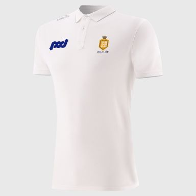 White Men’s Clare GAA Venture Pima Cotton Polo Shirt with ribbed collar and cuffs by O’Neills.