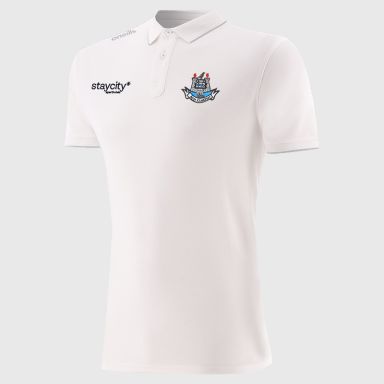 White Men’s Dublin GAA Venture Pima Cotton Polo Shirt with ribbed collar and cuffs by O’Neills.