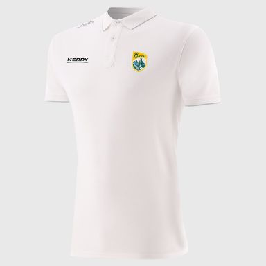 White Men’s Kerry GAA Venture Pima Cotton Polo Shirt with ribbed collar and cuffs by O’Neills.