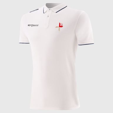 White Men’s Louth GAA Venture Pima Cotton Polo Shirt with ribbed collar and cuffs by O’Neills